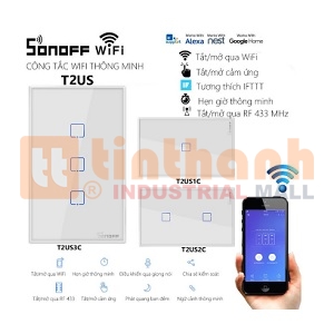 Công tắc cảm ứng WiFi /RF Sonoff 2 nút (T2 EU/UK/US)