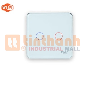 Công tắc thông minh 2 gang vuông viền bạc Javis JS2C-EU-W-F