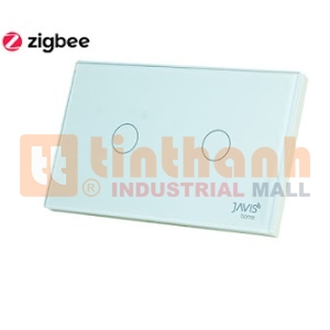Công tắc thông minh 2 gang vuông viền bạc Javis JS2C-US-ZB-LN