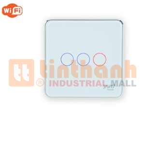 Công tắc thông minh 3 gang vuông viền bạc Javis JS3C-EU-W-F