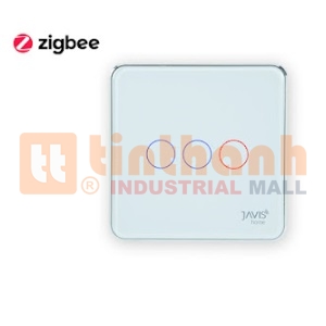 Công tắc thông minh 3 gang vuông viền bạc Javis JS3C-EU-ZB-LFW