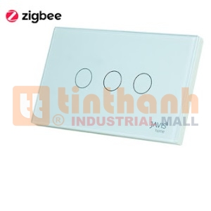 Công tắc thông minh 3 gang vuông viền bạc Javis JS3C-US-ZB-LN